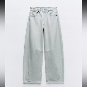 Women's Light Wash Mid Waist Baggy Balloon Jeans